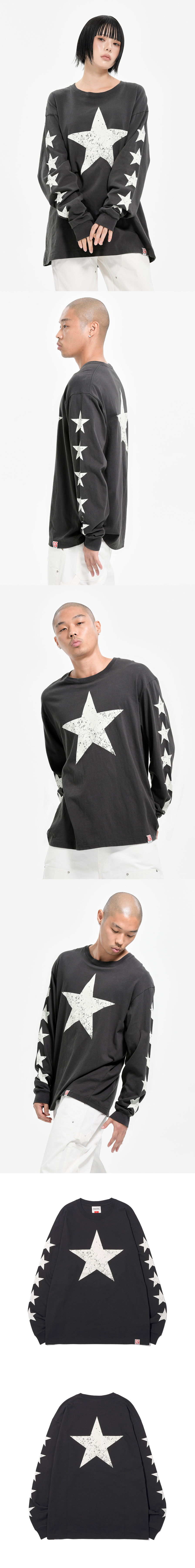 STARS LONG SLEEVE  CHARCOAL