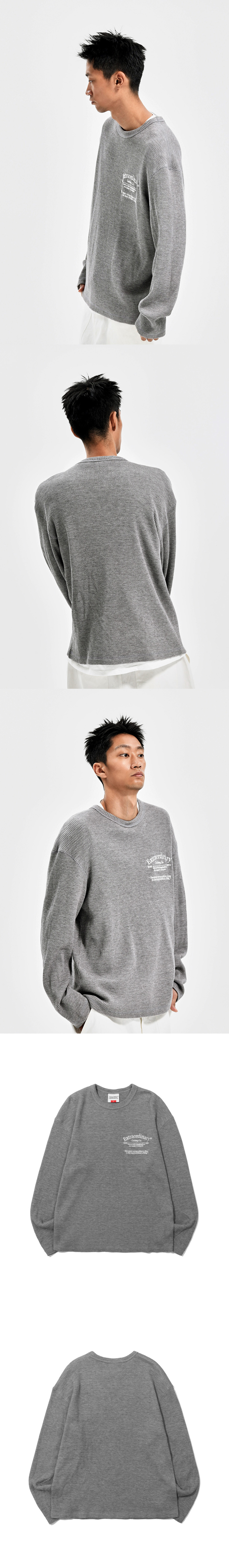 SERIF LOGO WAFFLE LONG SLEEVE  M/GREY