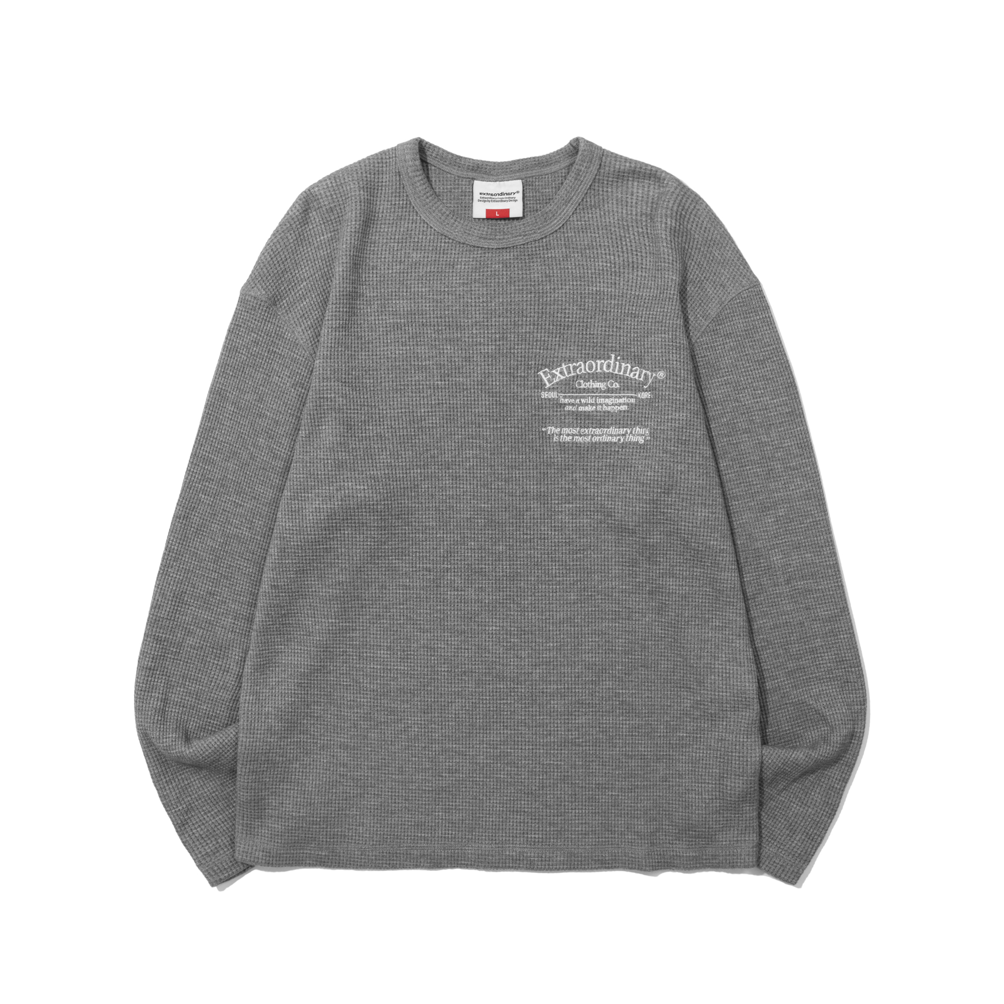 SERIF LOGO WAFFLE LONG SLEEVE  M/GREY