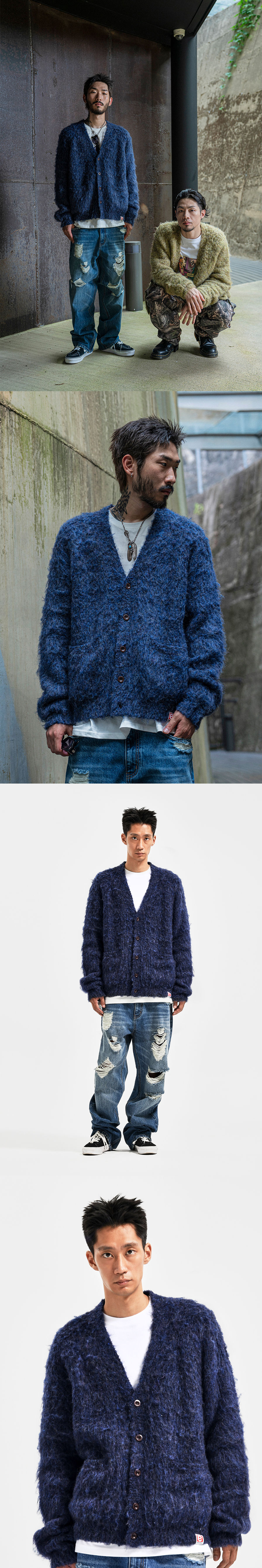 BRUSHED CARDIGAN  NAVY