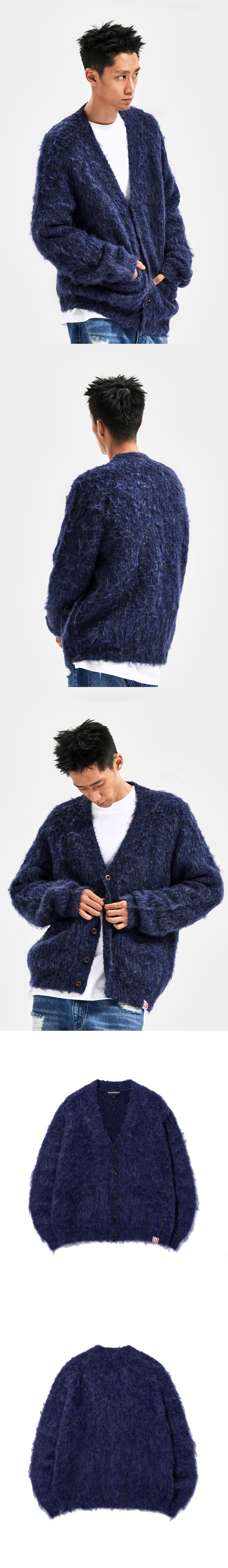 BRUSHED CARDIGAN  NAVY