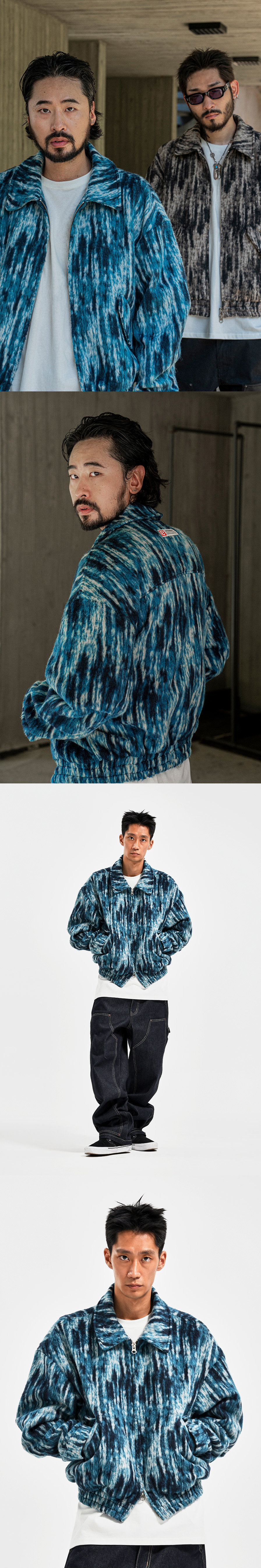 PATTERN BRUSHED JACKET  BLUE