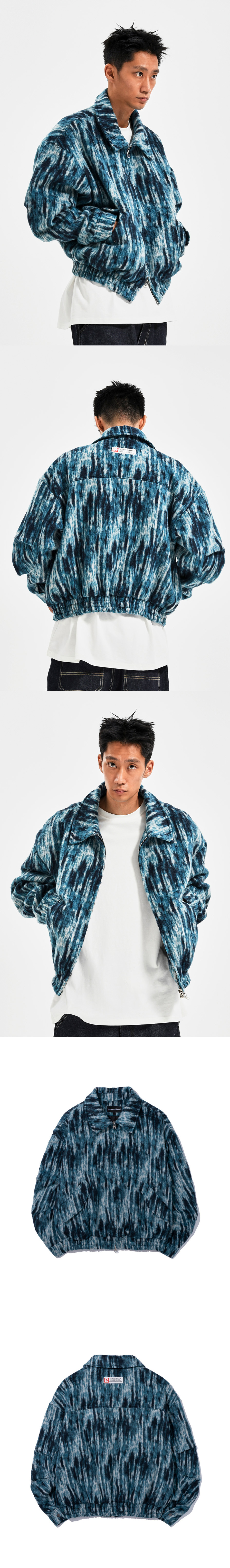 PATTERN BRUSHED JACKET  BLUE