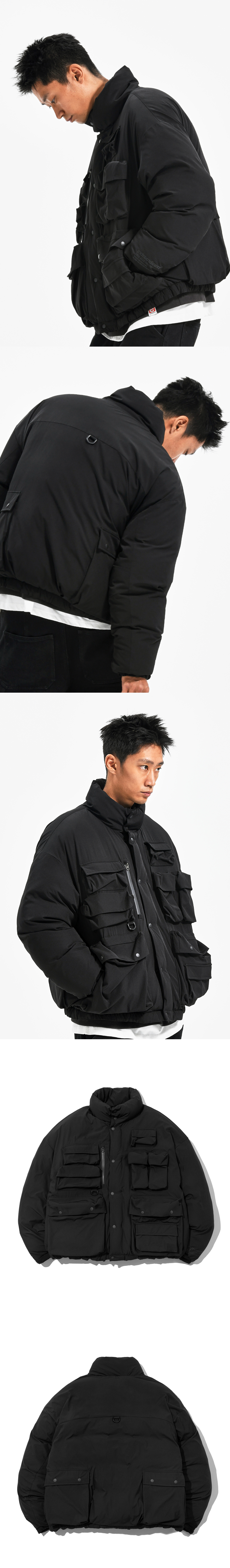 MULTI POCKET DOWN JUMPER  BLACK