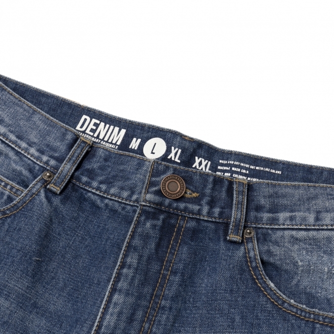 DAMAGE DENIM PANTS D/BLUE