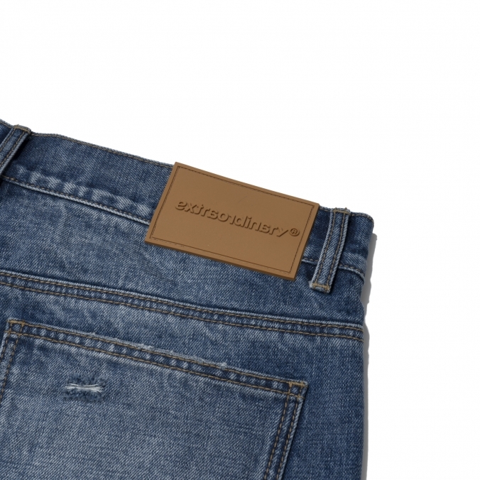 DAMAGE DENIM PANTS D/BLUE