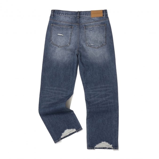 DAMAGE DENIM PANTS D/BLUE