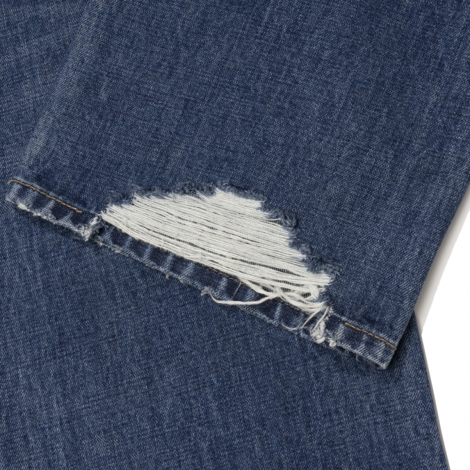 DAMAGE DENIM PANTS D/BLUE