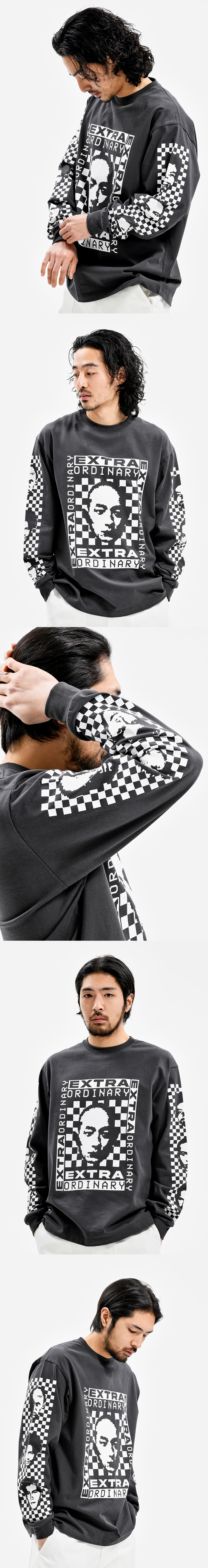 HUMAN BITMAP LONG SLEEVE CHARCOAL