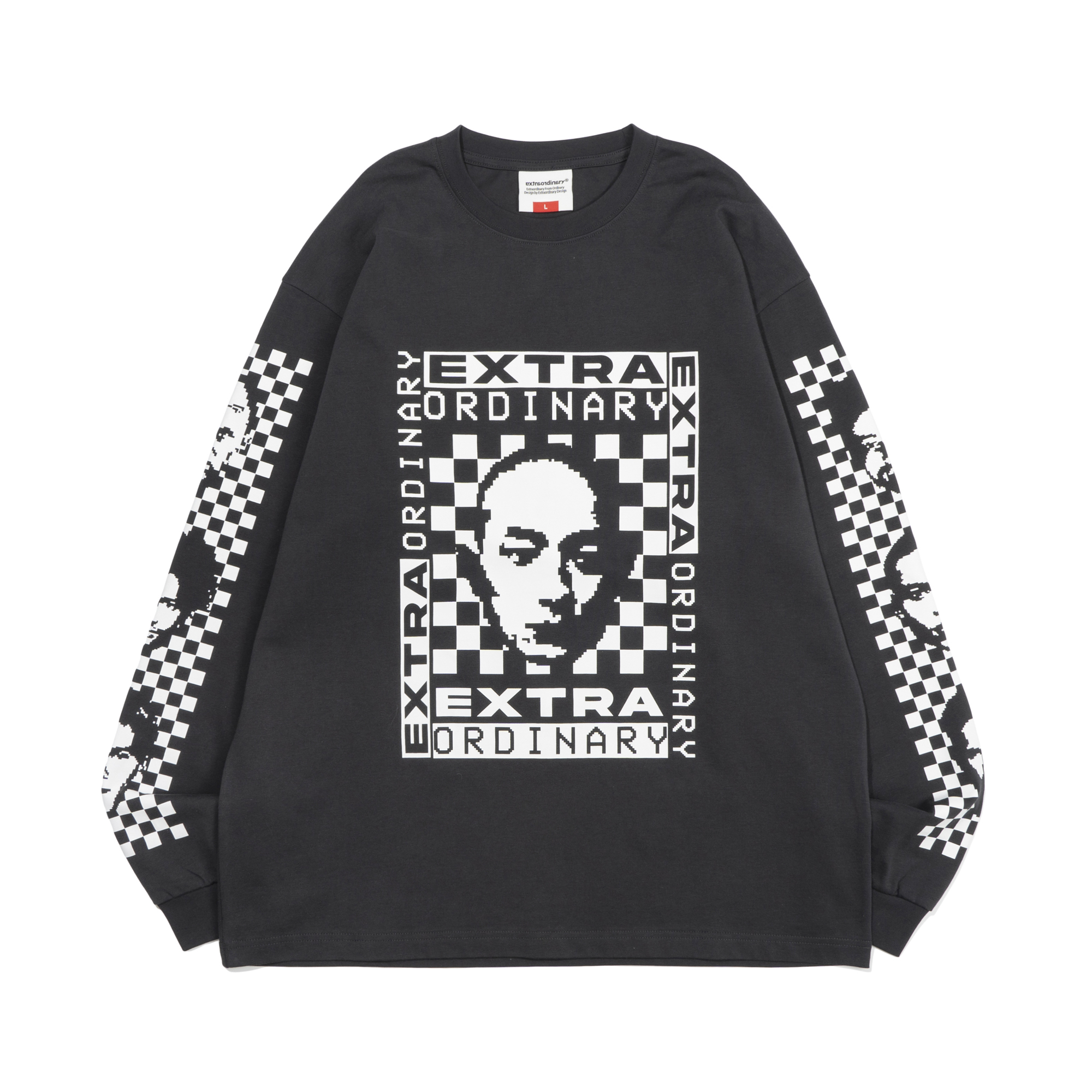 HUMAN BITMAP LONG SLEEVE CHARCOAL