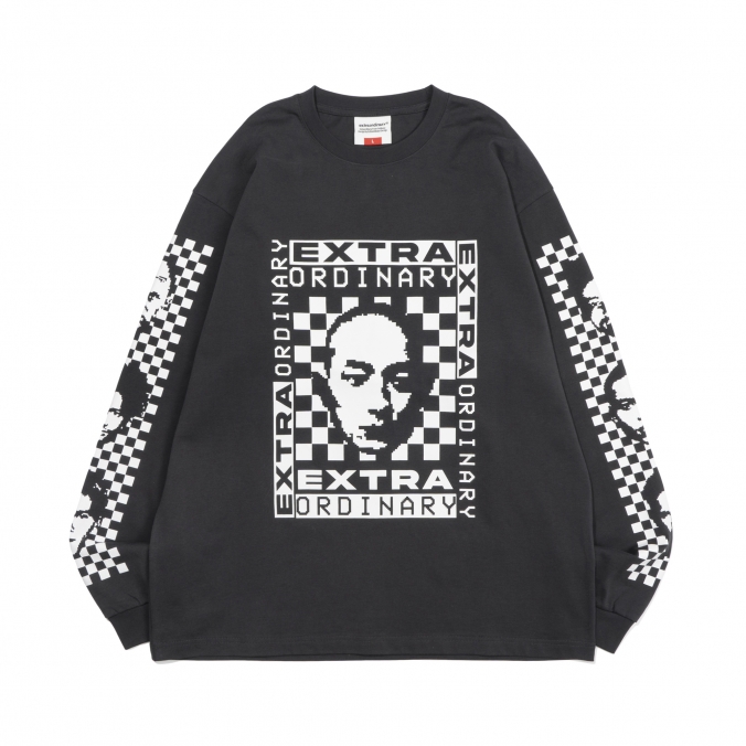 HUMAN BITMAP LONG SLEEVE CHARCOAL