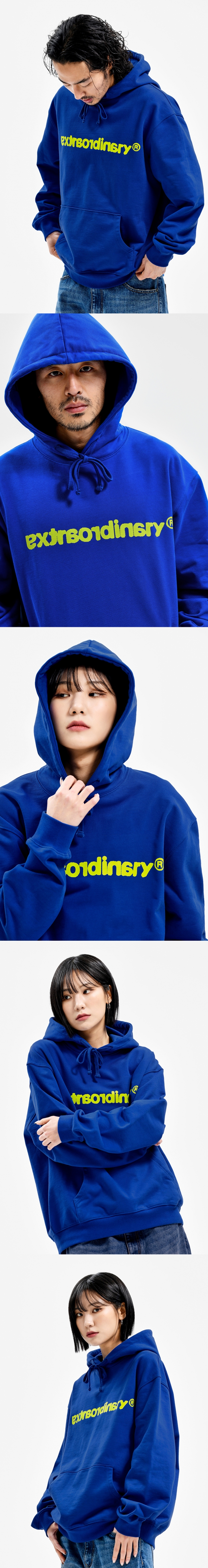 EX BASIC LOGO HOODIE D/BLUE