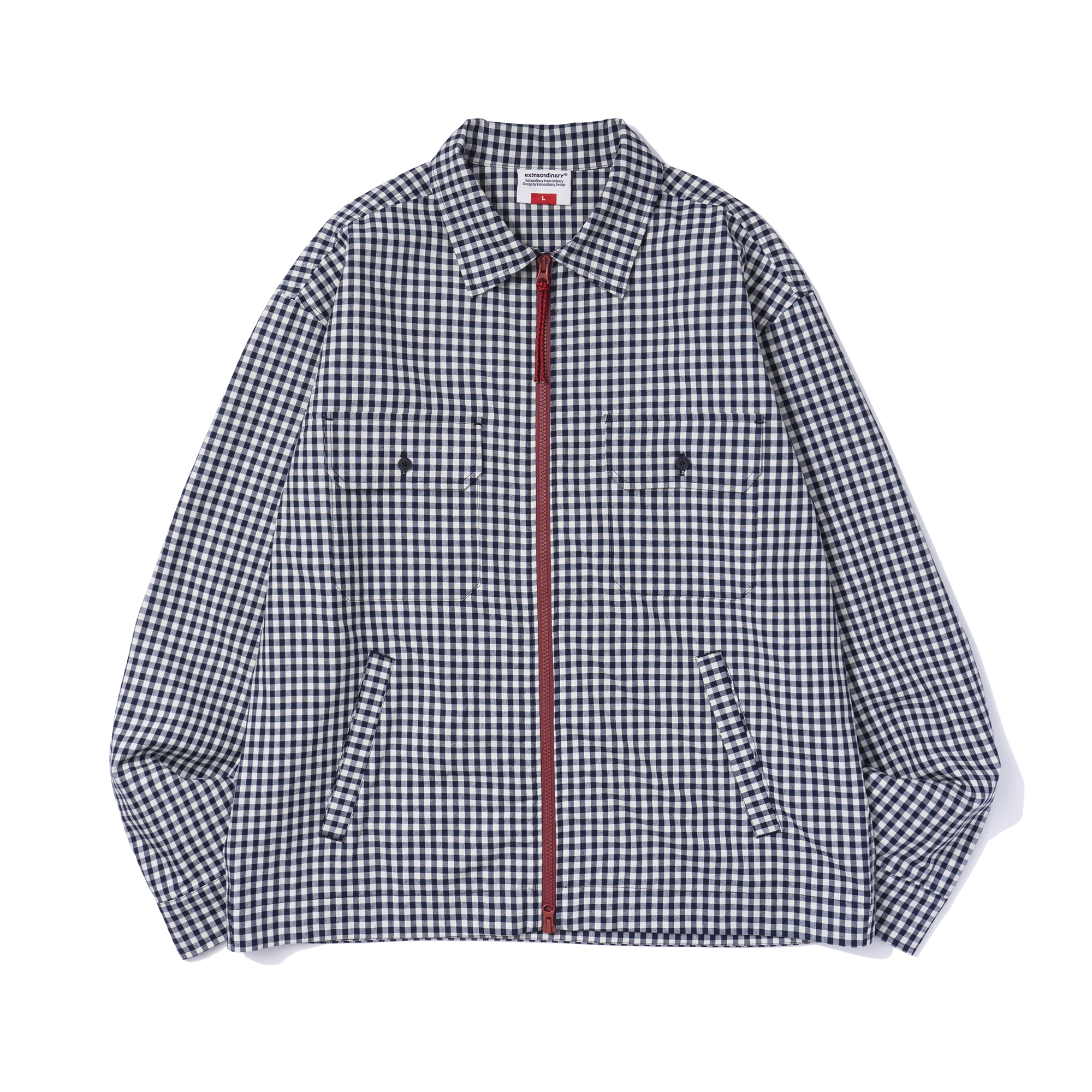 CHECK POCKET SHIRKET ZIP UP NAVY