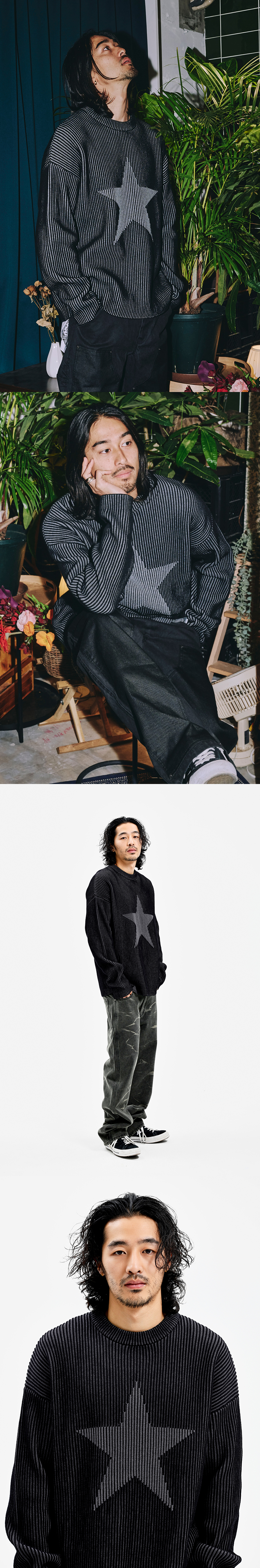 STAR JACQUARD SWEATER BLACK