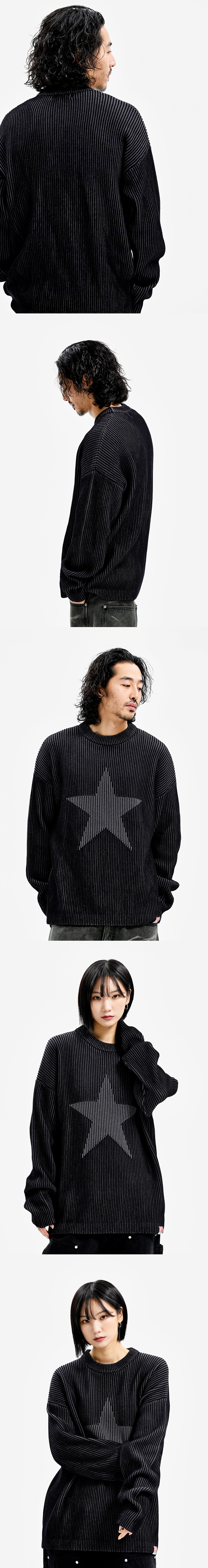STAR JACQUARD SWEATER BLACK