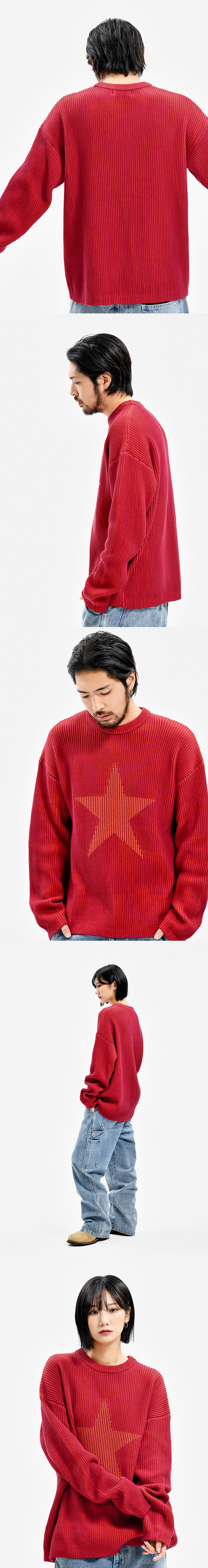 STAR JACQUARD SWEATER RED