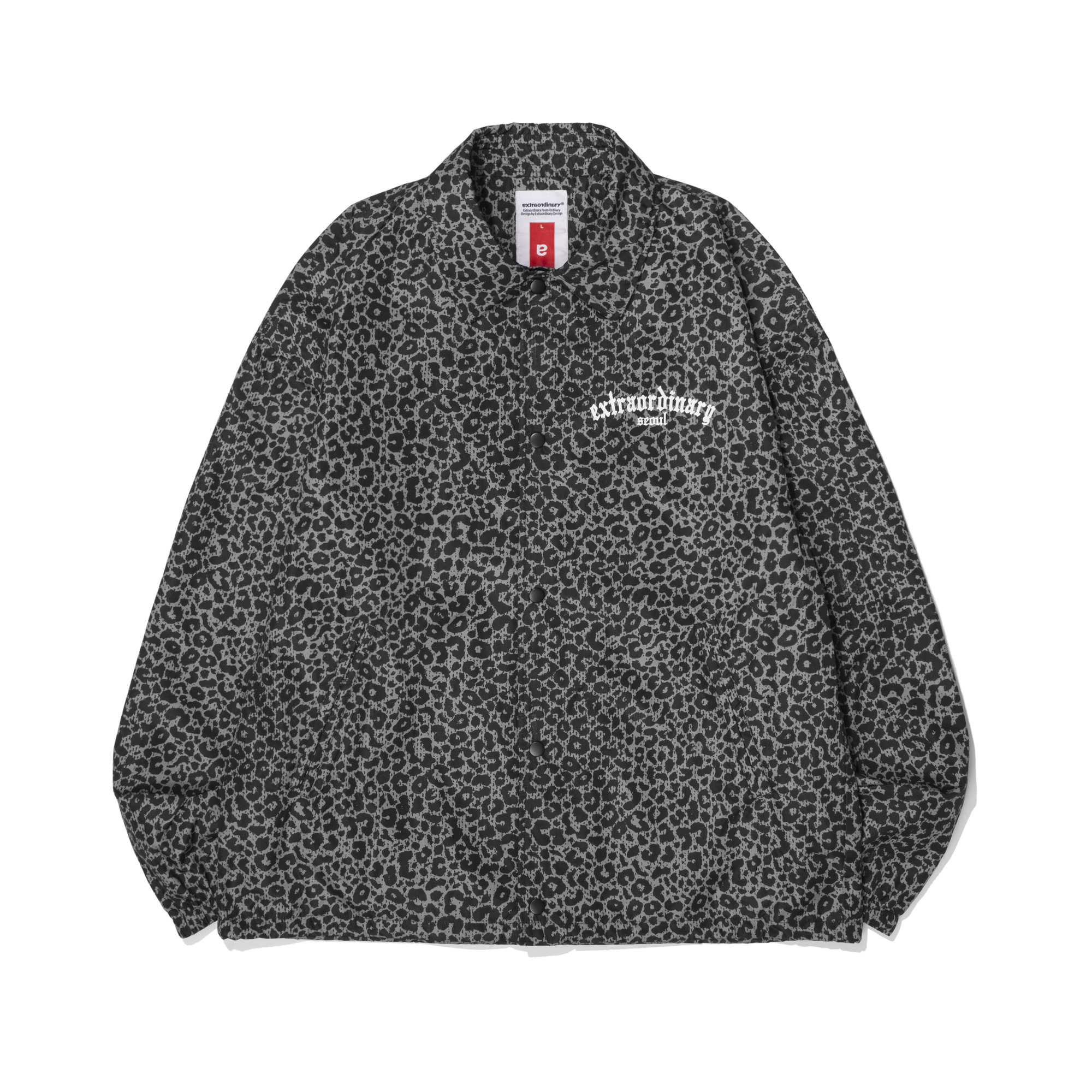 LEOPARD COACH JACKET CHARCOAL
