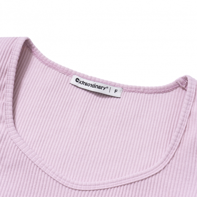 W RIBBED TEE PINK