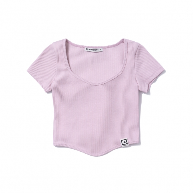 W RIBBED TEE PINK