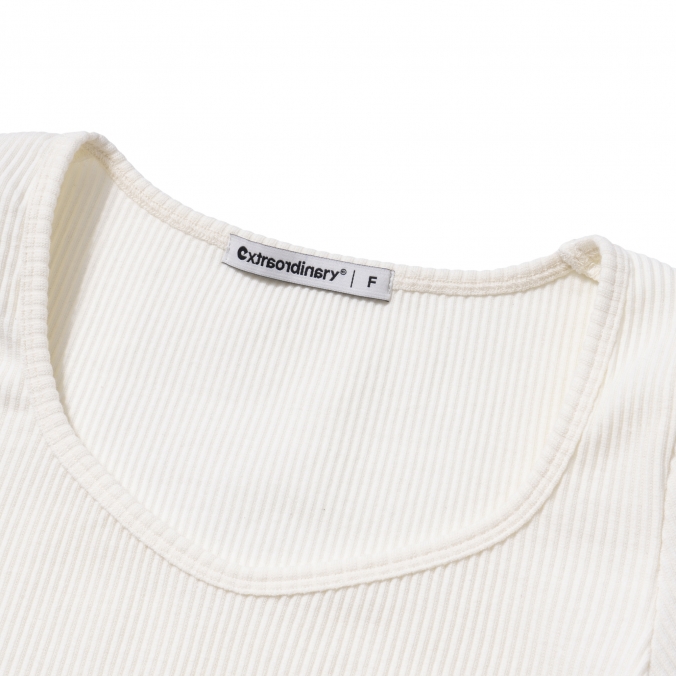 W RIBBED TEE IVORY