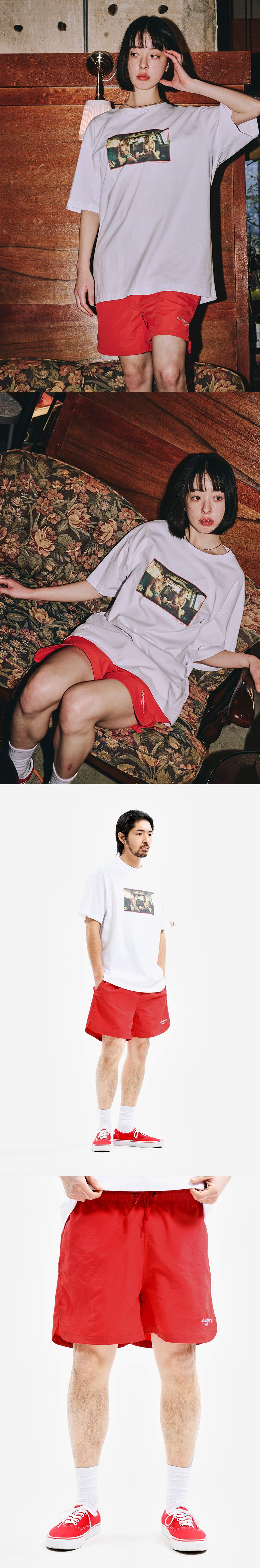 BASIC NYLON SHORTS RED