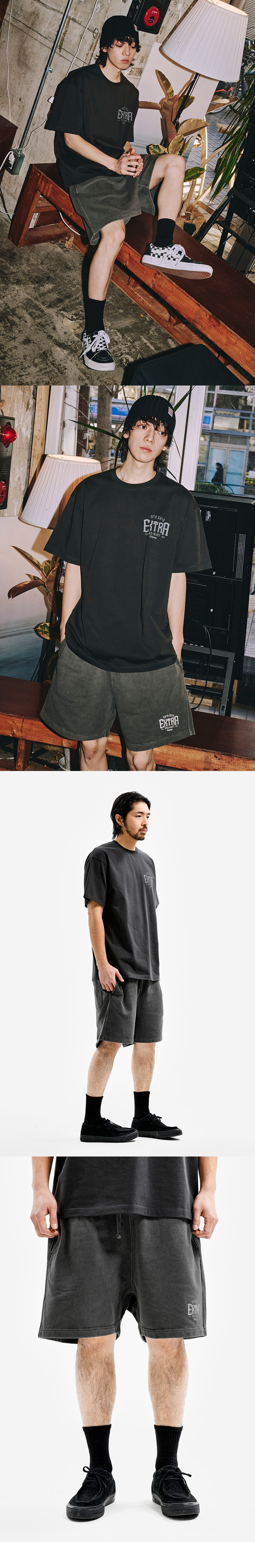 PIGMENT DYEING SWEAT SHORTS CHARCOAL