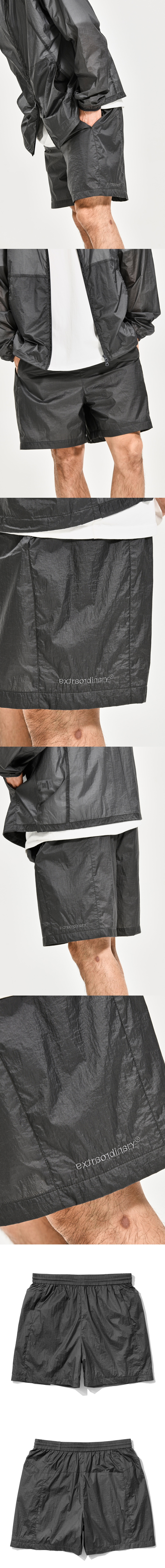 SHEER NYLON SHORTS CHARCOAL
