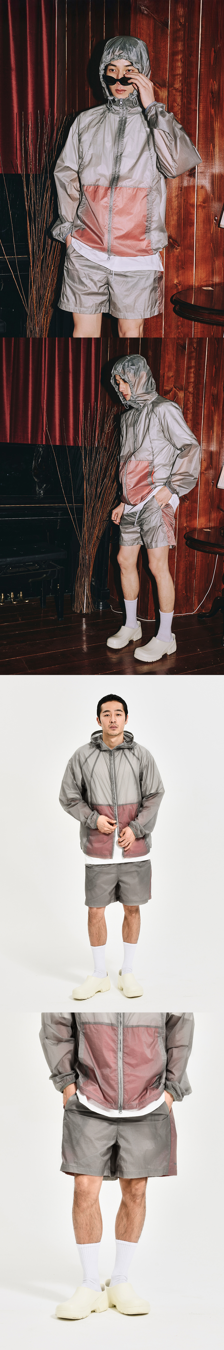 SHEER NYLON SHORTS L/GREY