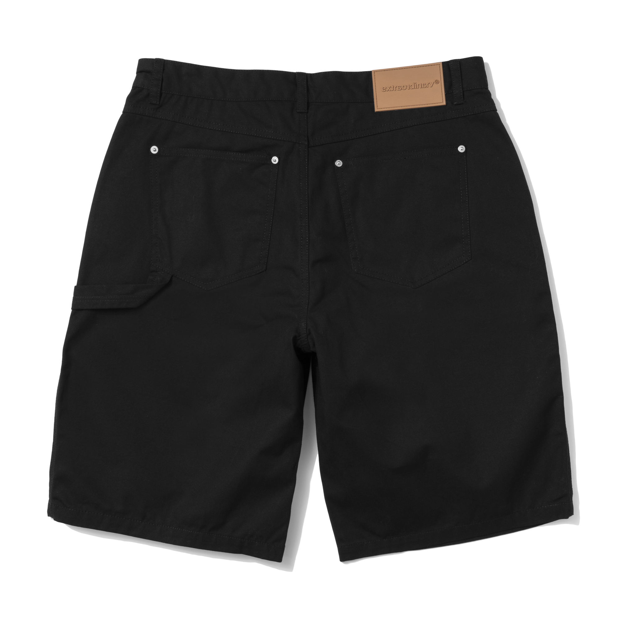 COATING CANVAS DOUBLE KNEE SHORTS BLACK