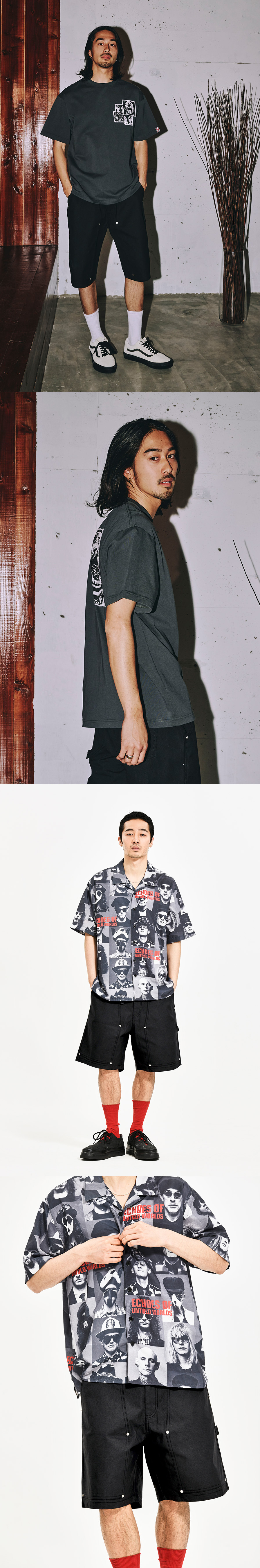 COATING CANVAS DOUBLE KNEE SHORTS BLACK