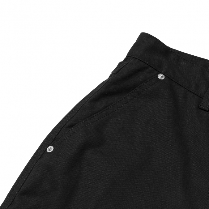 COATING CANVAS DOUBLE KNEE SHORTS BLACK