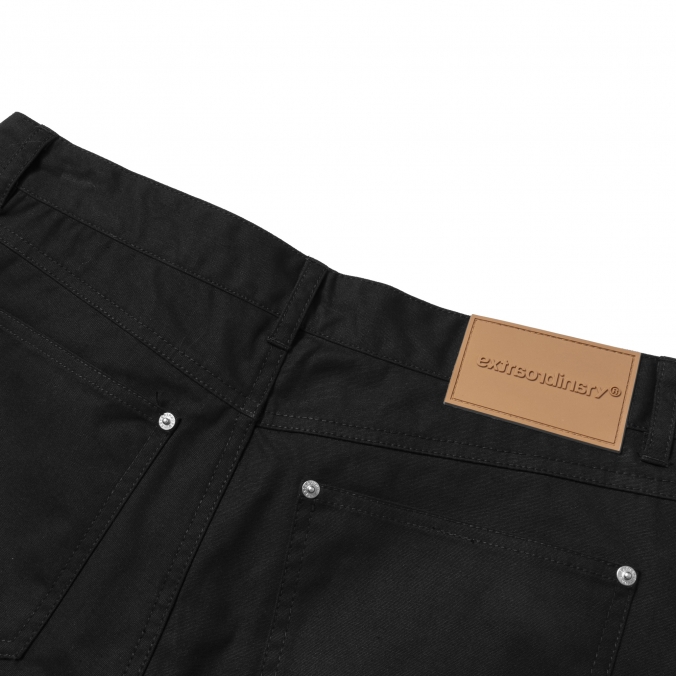 COATING CANVAS DOUBLE KNEE SHORTS BLACK