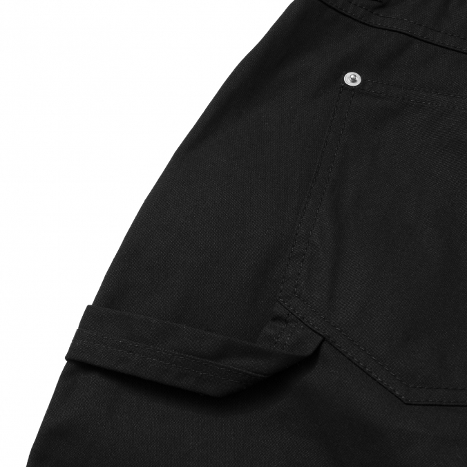 COATING CANVAS DOUBLE KNEE SHORTS BLACK