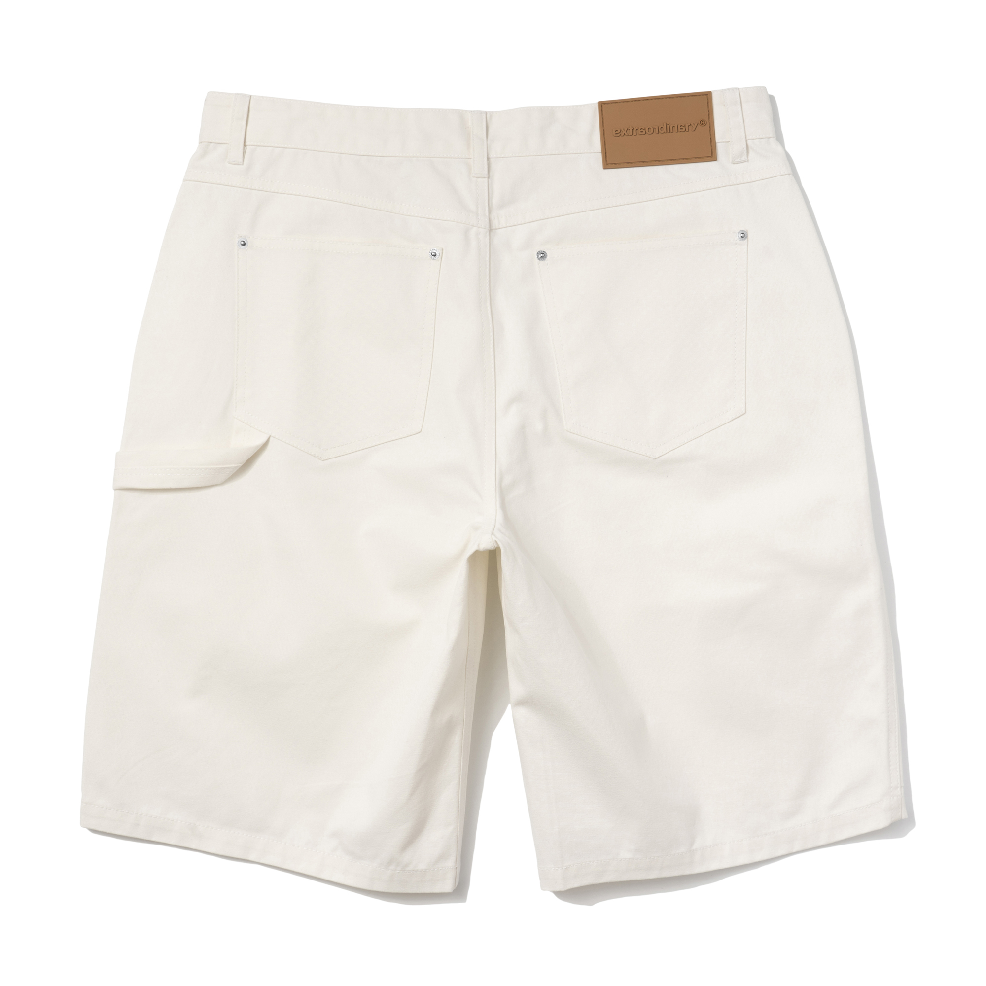 COATING CANVAS DOUBLE KNEE SHORTS OFF WHITE