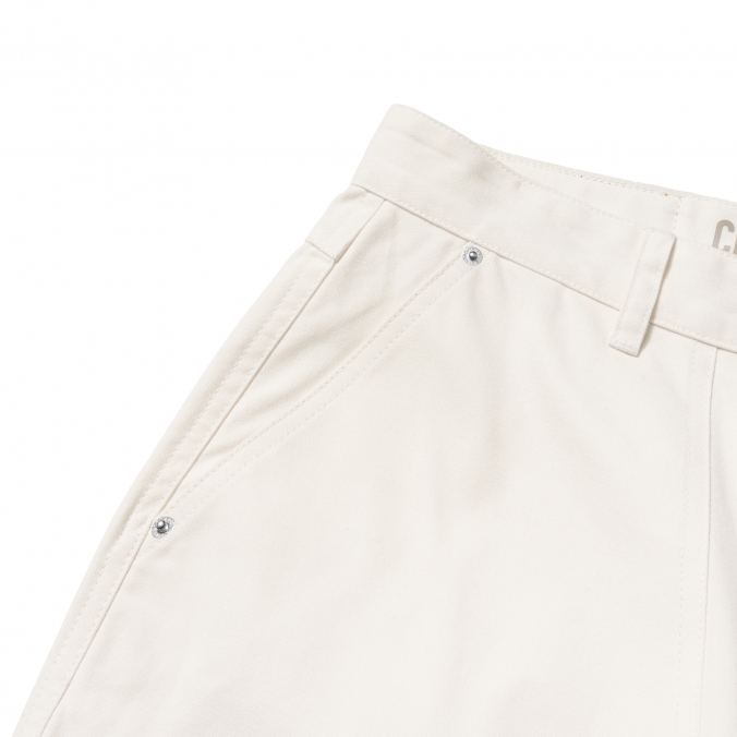 COATING CANVAS DOUBLE KNEE SHORTS OFF WHITE