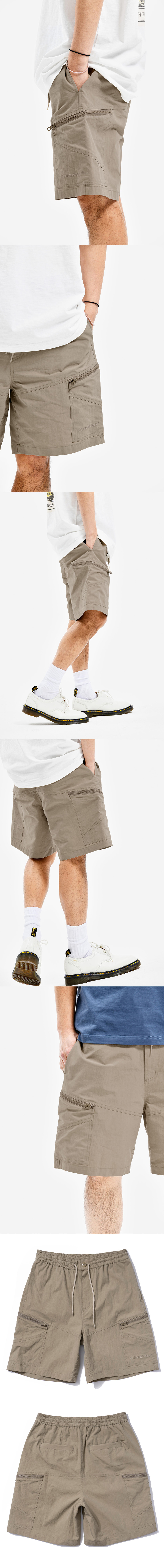 ZIPPER POCKET RIPSTROP SHORTS BEIGE