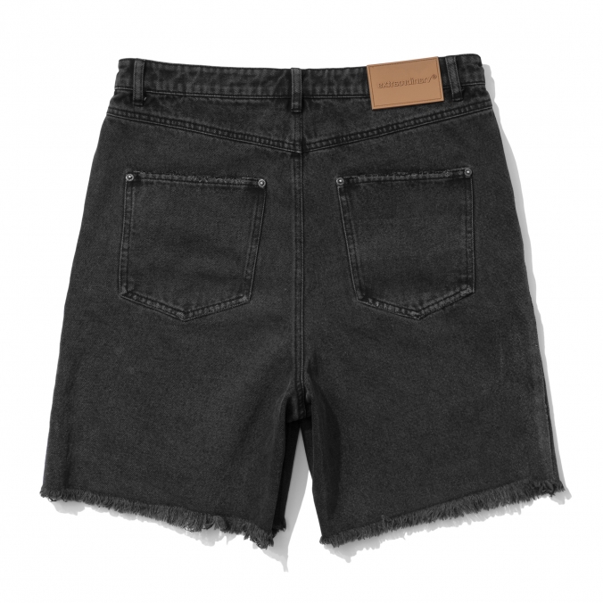 DAMAGE DENIM SHORTS BLACK