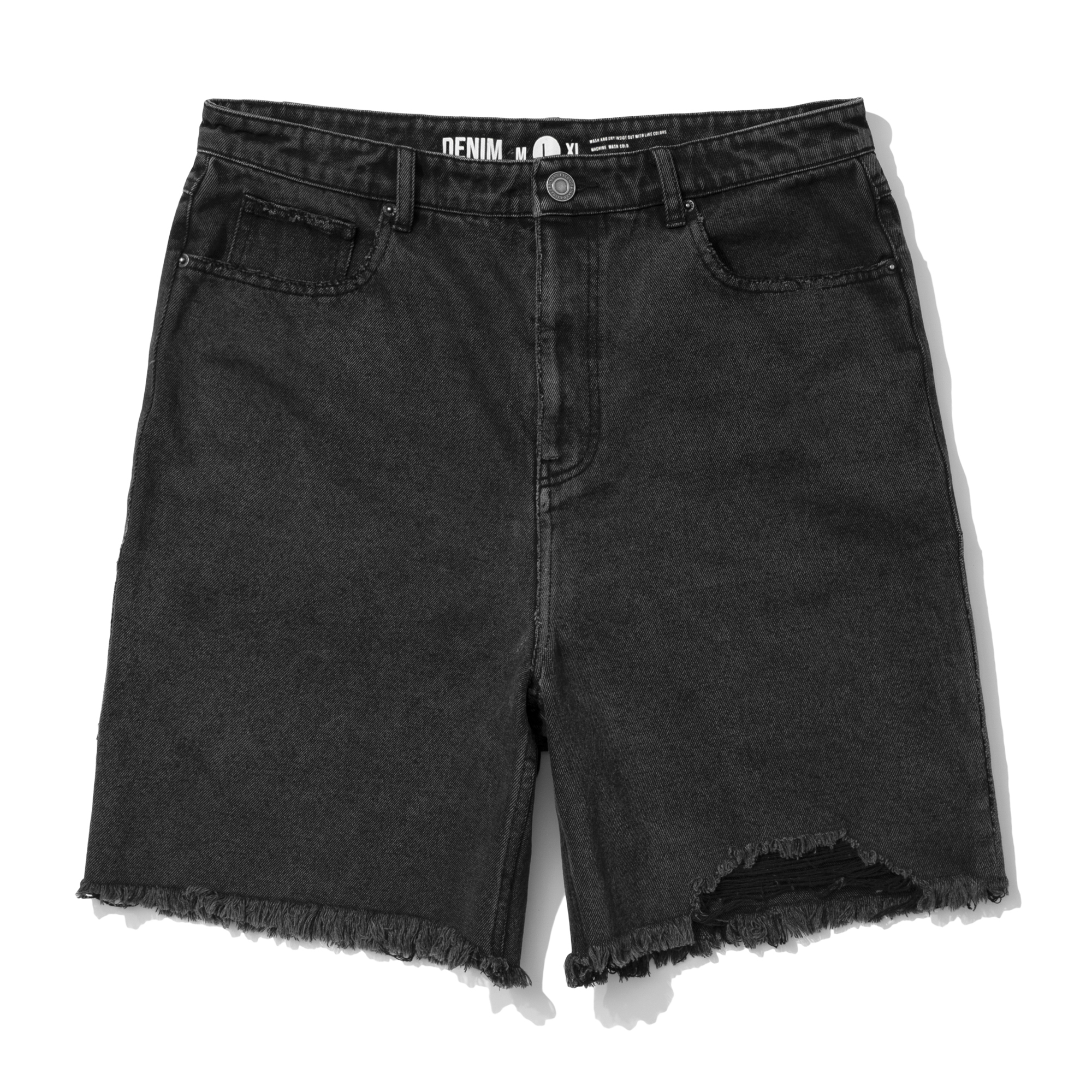 DAMAGE DENIM SHORTS BLACK