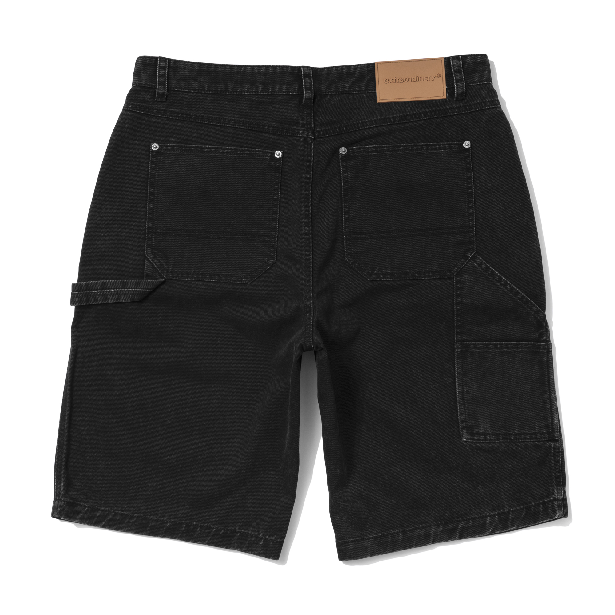 PIGMENT WASHING DOUBLE KNEE SHORTS CHARCOAL