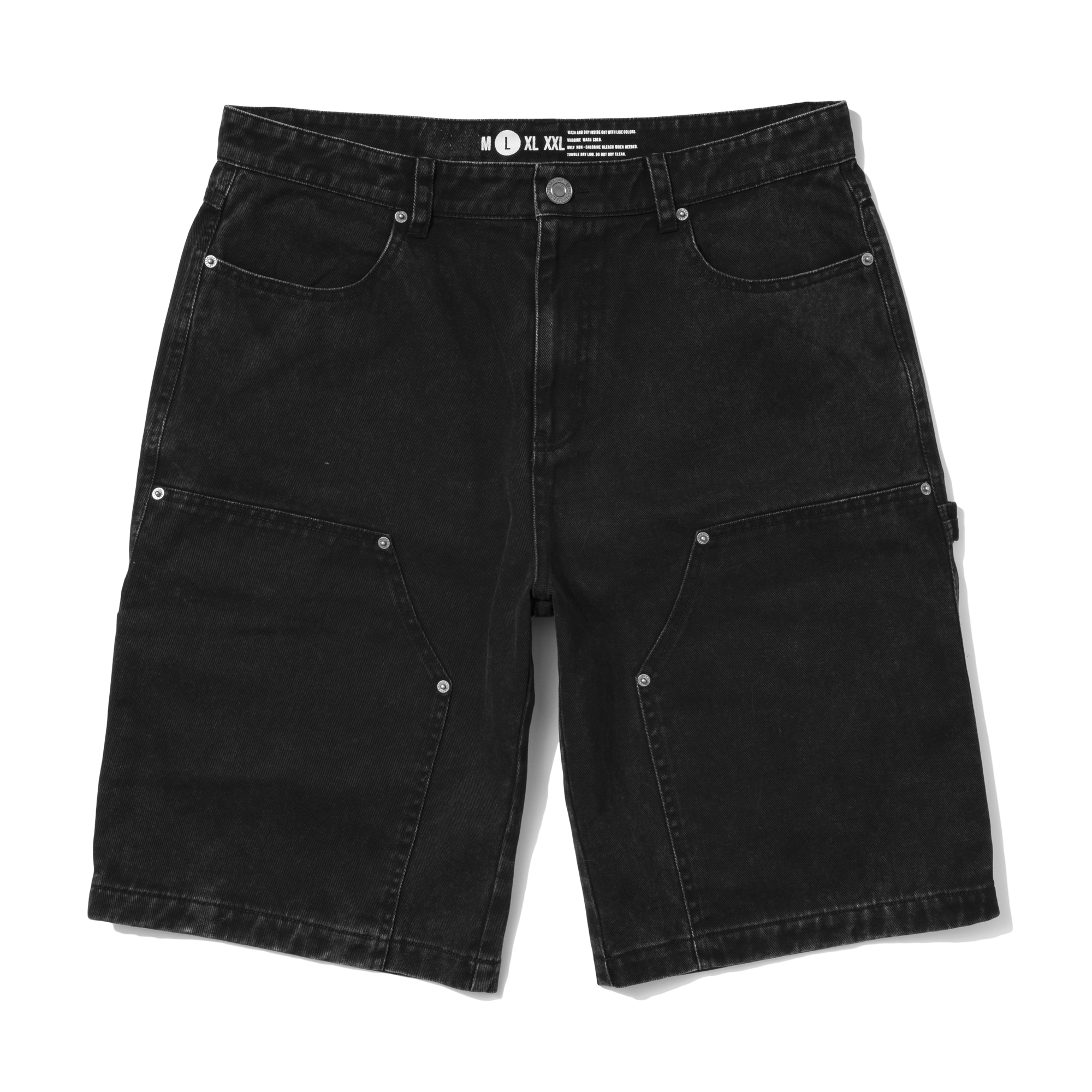 PIGMENT WASHING DOUBLE KNEE SHORTS CHARCOAL