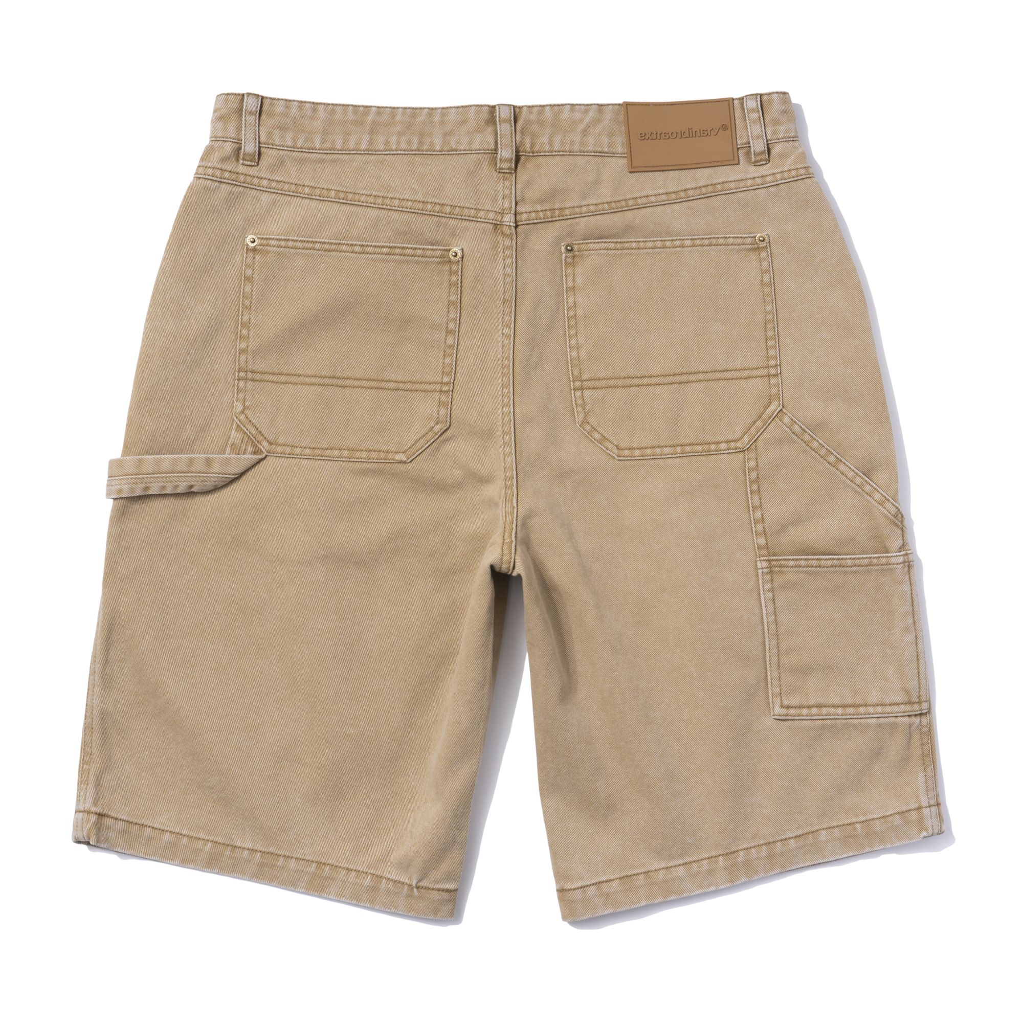 PIGMENT WASHING DOUBLE KNEE SHORTS BEIGE
