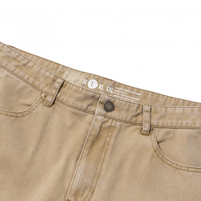 PIGMENT WASHING DOUBLE KNEE SHORTS BEIGE