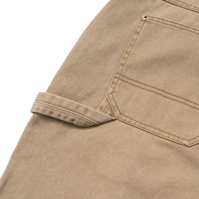 PIGMENT WASHING DOUBLE KNEE SHORTS BEIGE
