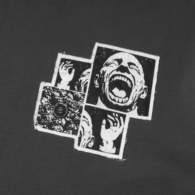 GRAPHIC PATCHWORK TEE CHARCOAL