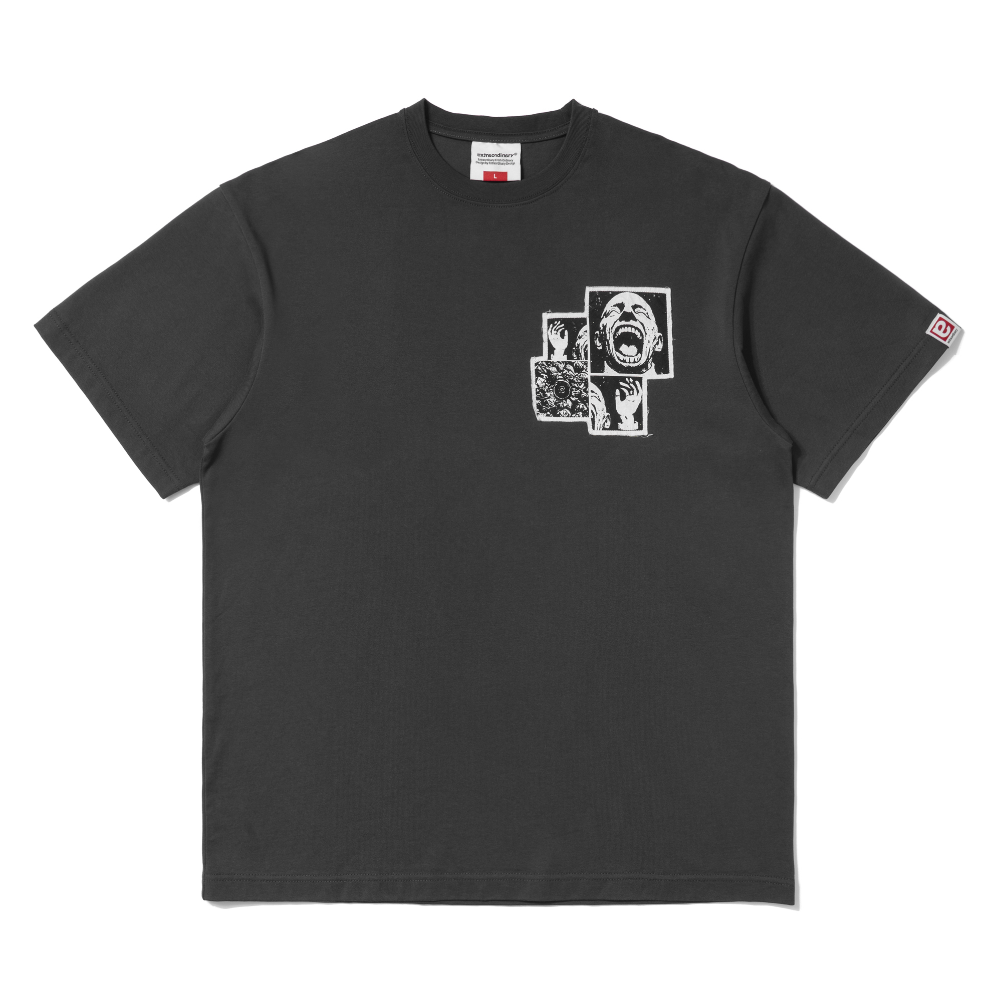 GRAPHIC PATCHWORK TEE CHARCOAL