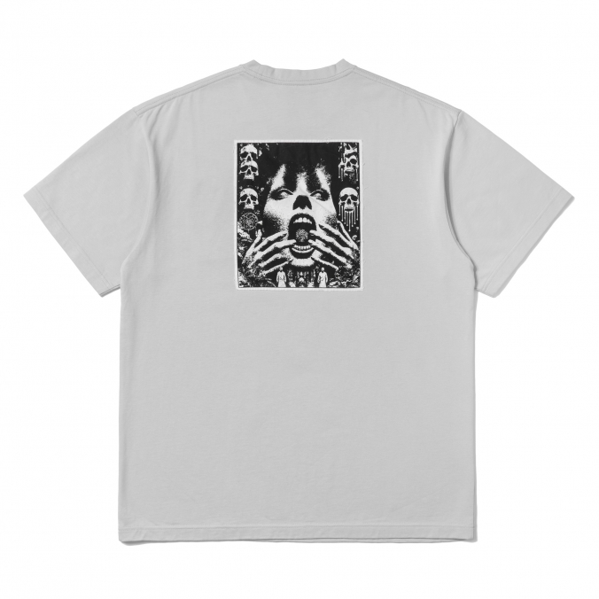 GRAPHIC PATCHWORK TEE L/GREY