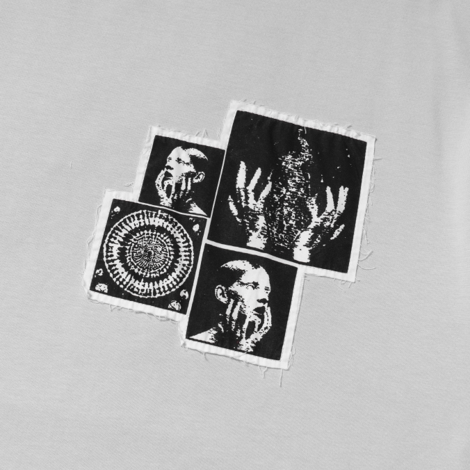 GRAPHIC PATCHWORK TEE L/GREY