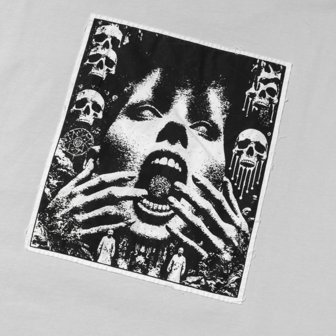 GRAPHIC PATCHWORK TEE L/GREY