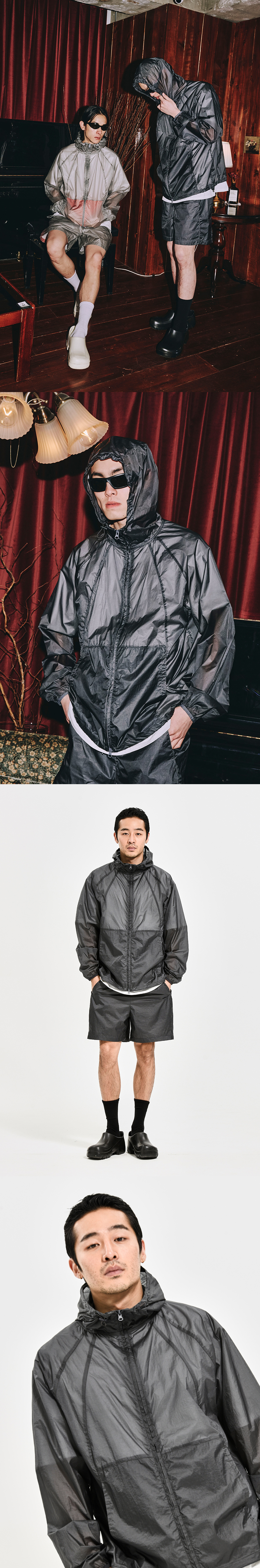 SHEER NYLON WINDBREAKER JACKET CHARCOAL