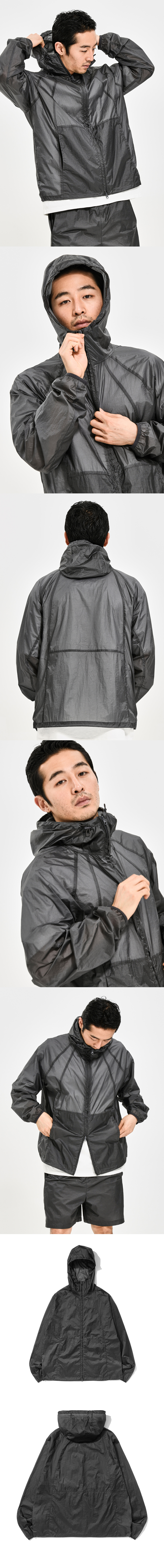 SHEER NYLON WINDBREAKER JACKET CHARCOAL